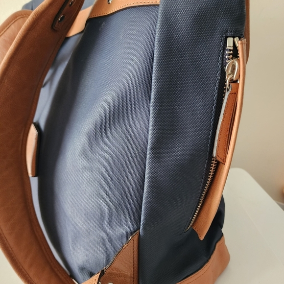Cole Haan Navy Blue Marshall Canvas Leather Backpack - Picture 10 of 15